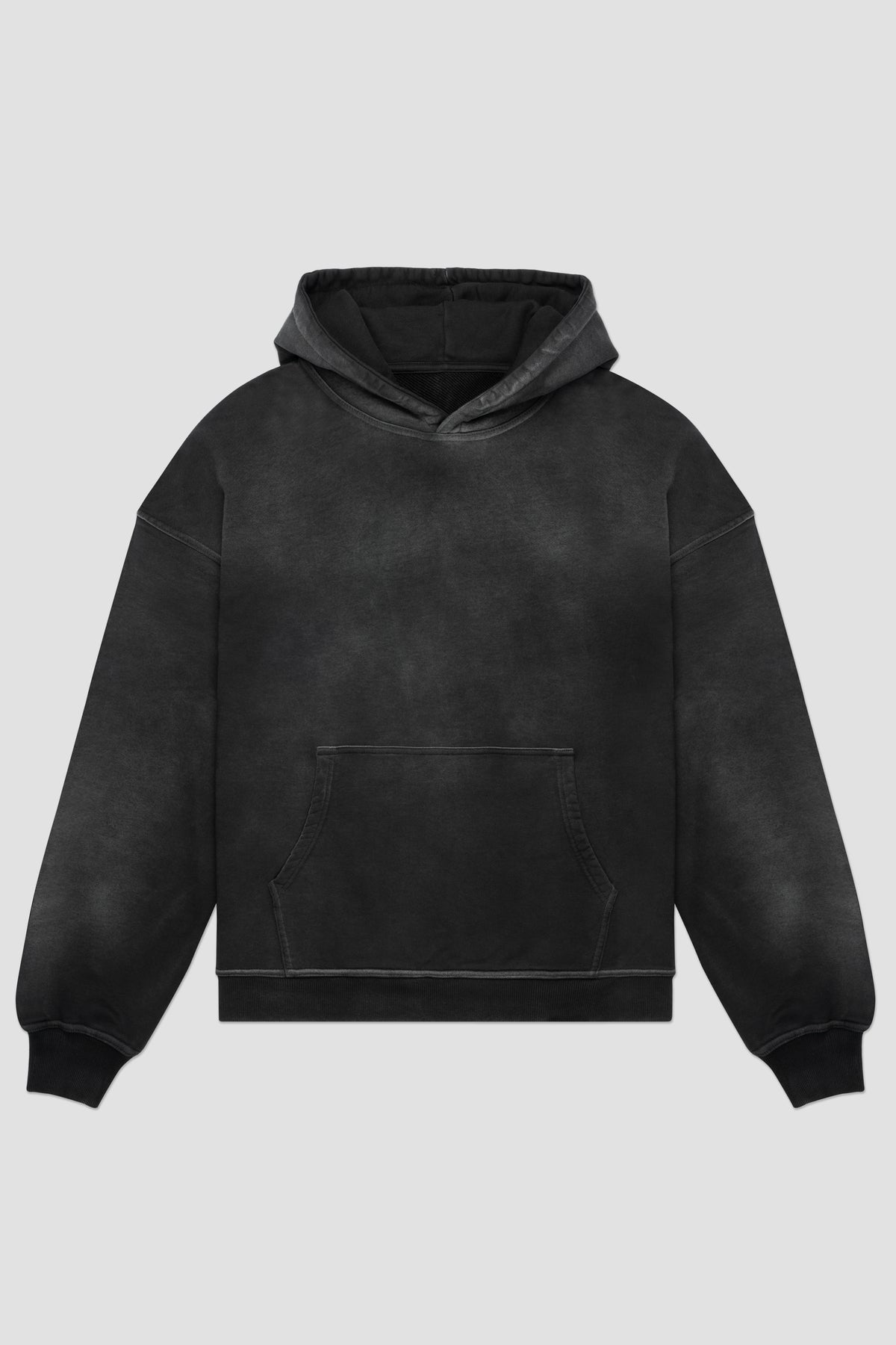 480 GSM black sun-faded blank hoodie, made in Portugal
